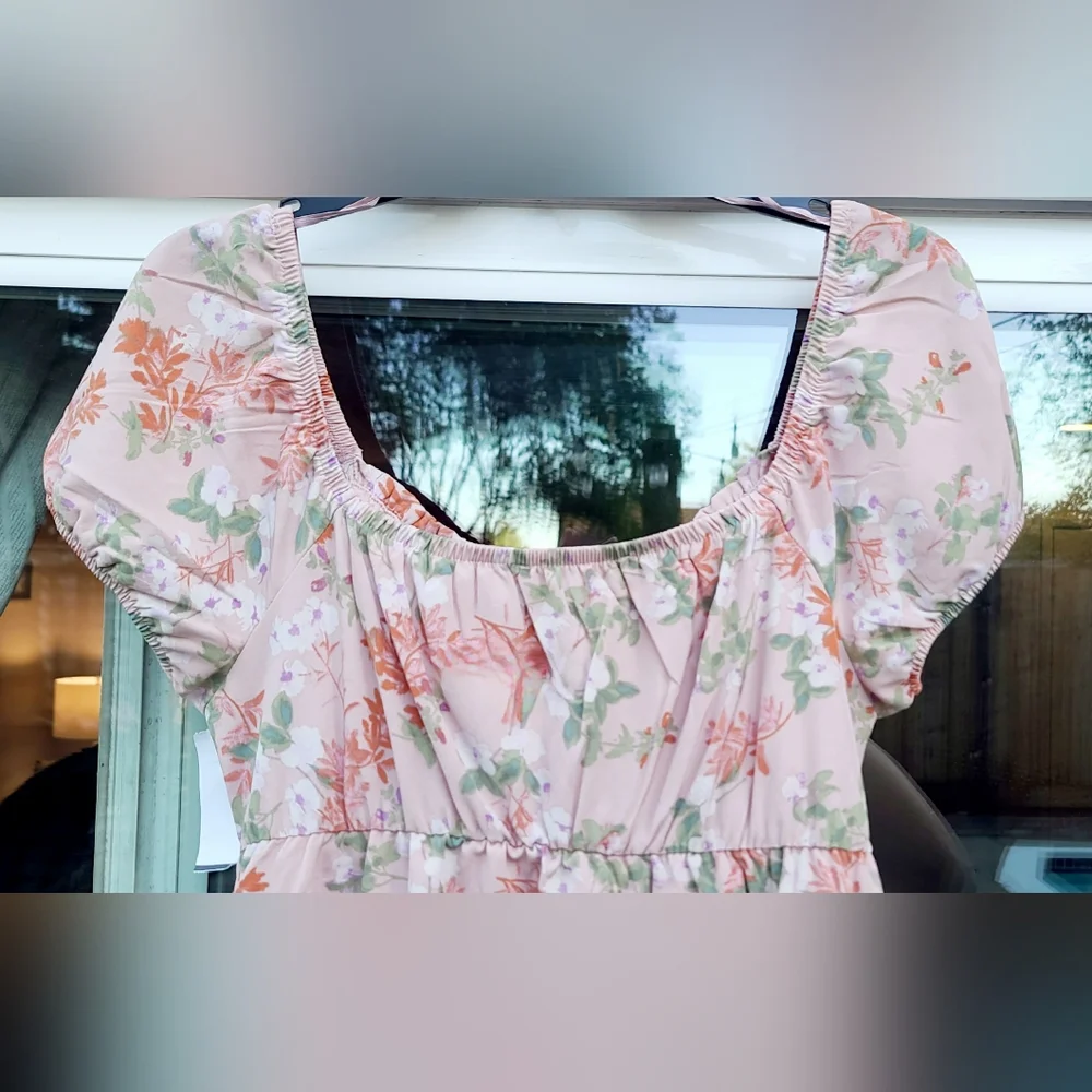 Pink Republic Floral Peasant Mini Dress – Size Large - Picture 14 of 17